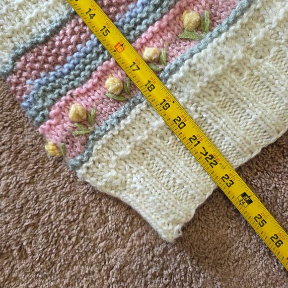 Vintage Floral Knit Sweater Women S Cottage Grandmacore Wearableart Prairie Rose - Picture 10 of 10